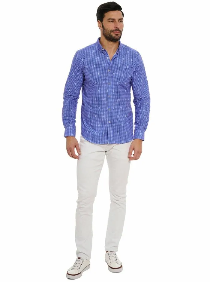 Robert Graham Button Down Shirts Men Bryson Long Sleeve Button Down Shirt Blue