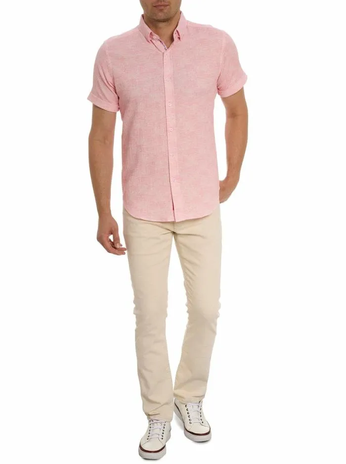 Robert Graham Button Down Shirts Men Reid Short Sleeve Button Down Shirt White