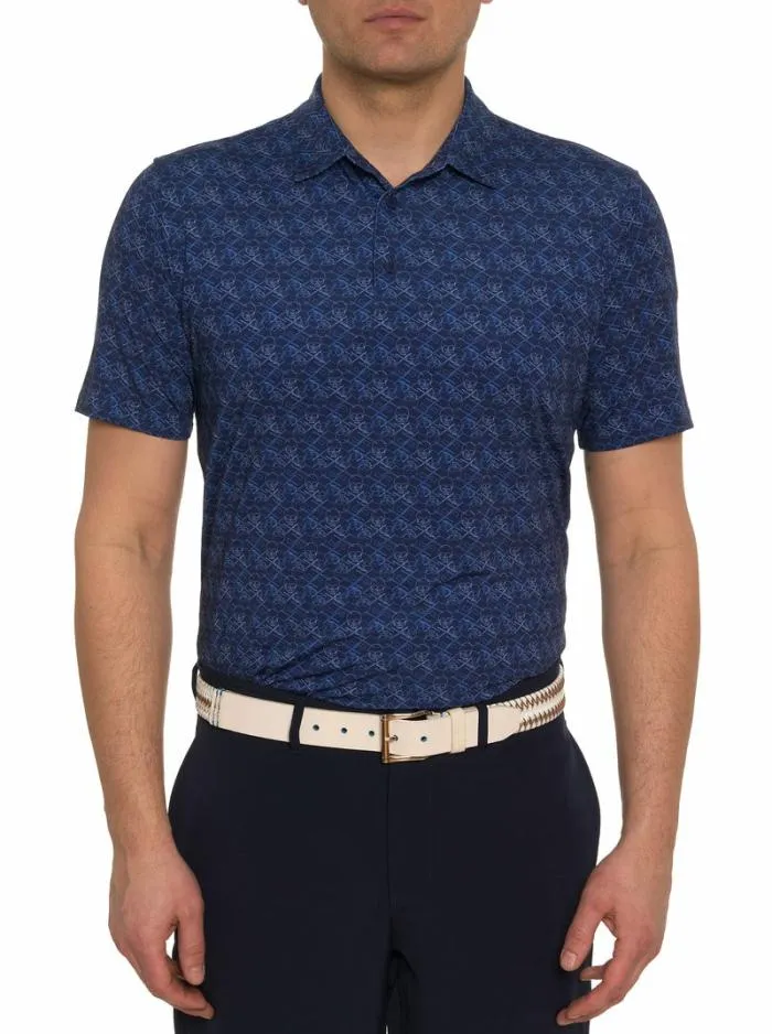 Robert Graham Polos and TShirts Men Iron Skull Performance Polo Navy