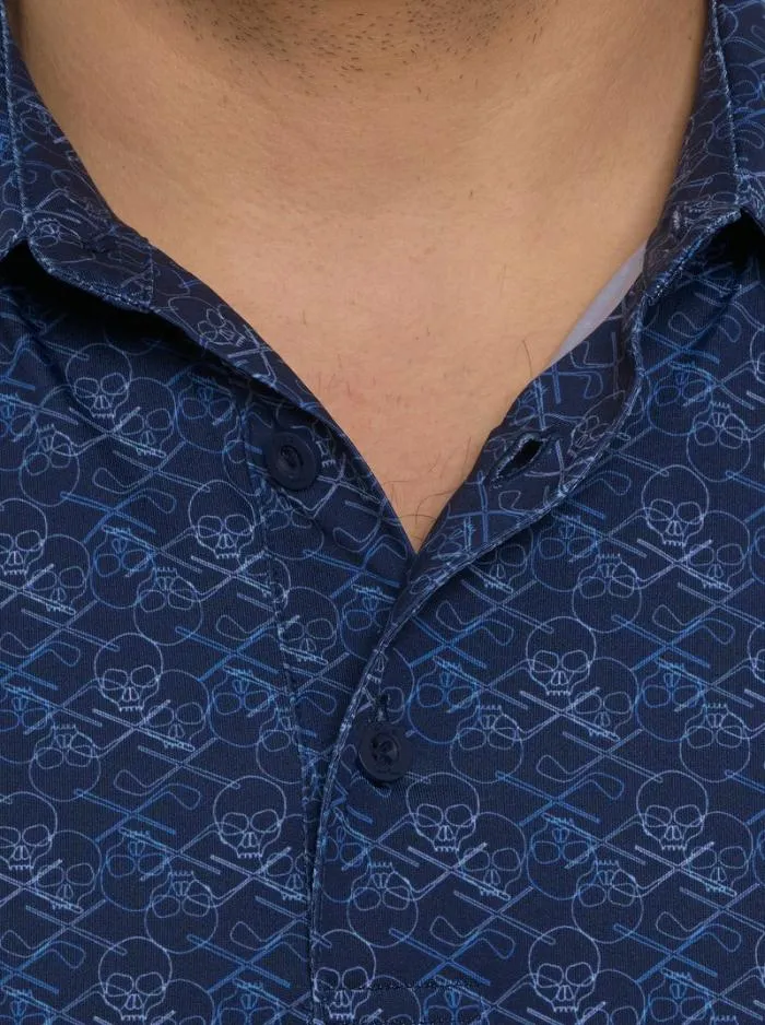 Robert Graham Polos and TShirts Men Iron Skull Performance Polo Navy