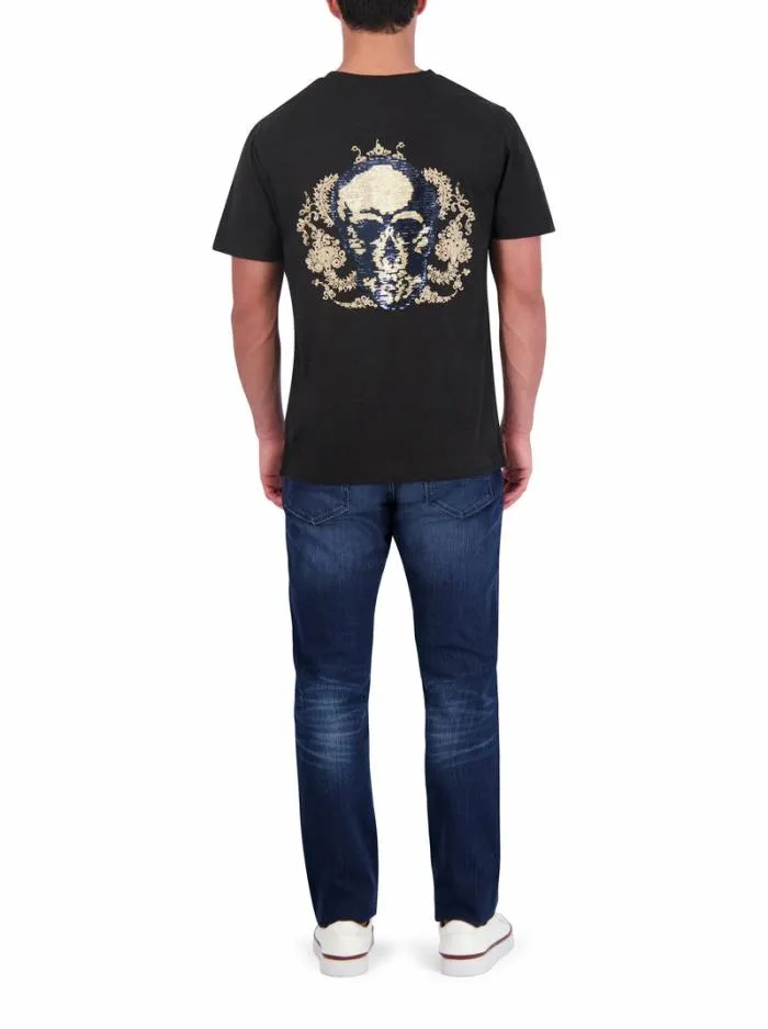 Robert Graham Polos and TShirts Men Limited Edition Neil Sequin Skull TShirt Black