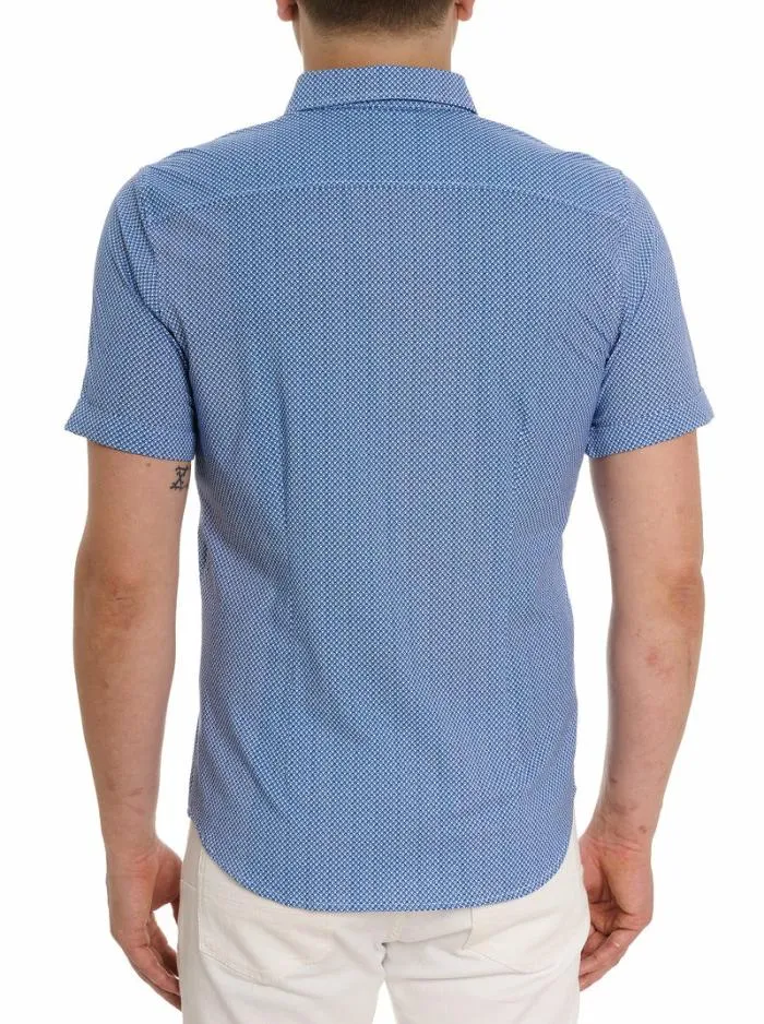 Robert Graham Sweaters and Knits Men Shuler Motion Short Sleeve Knit Shirt Blue