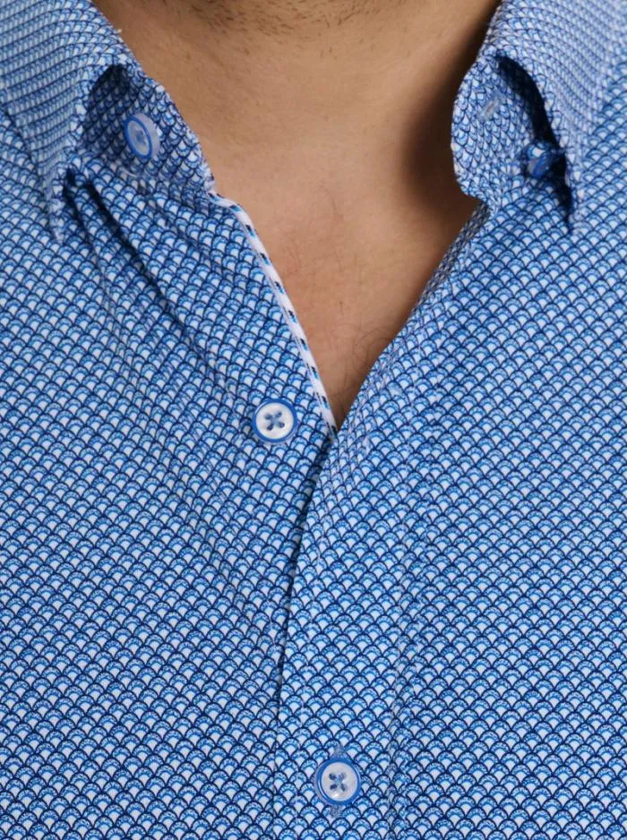 Robert Graham Sweaters and Knits Men Shuler Motion Short Sleeve Knit Shirt Blue