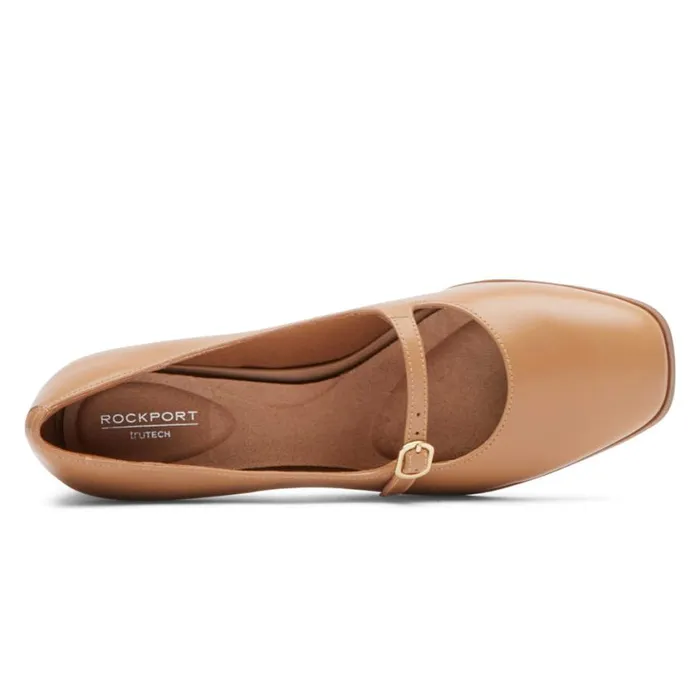 Rockport Heels Women Violetta Mary Jane Mocha Latte Leather Rockport Heels Women Violetta Mary Jane Mocha Latte Leather
