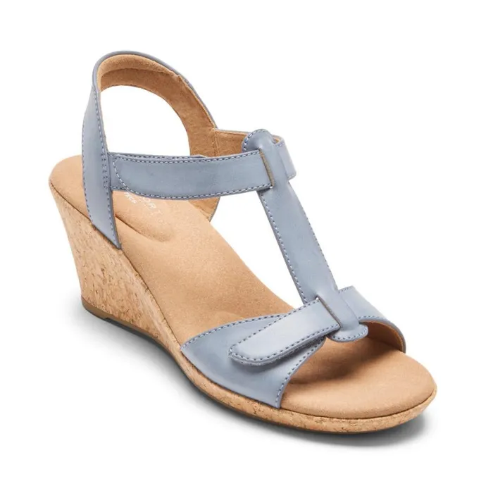 Rockport Sandals and Wedges Women Blanca TStrap Sandal Blue Chambray