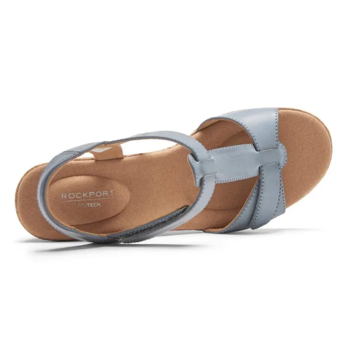 Rockport Sandals and Wedges Women Blanca TStrap Sandal Blue Chambray