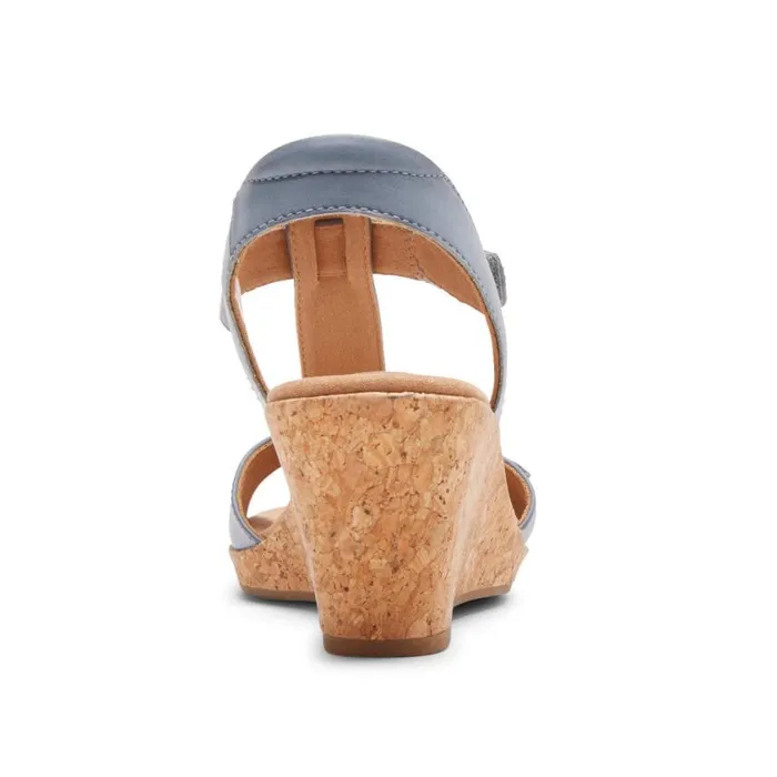 Rockport Sandals and Wedges Women Blanca TStrap Sandal Blue Chambray