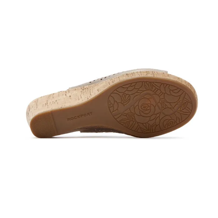 Rockport Sandals and Wedges Women Briah Perforated Slingback Sandal Multi Khaki Leather