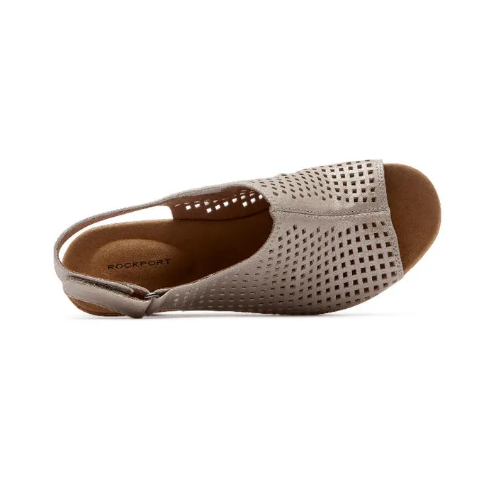 Rockport Sandals and Wedges Women Briah Perforated Slingback Sandal Multi Khaki Leather