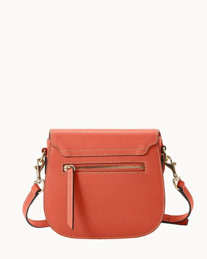 Saffiano Saddle Bag Coral Women Dooney and Bourke Crossbodies Saffiano Saddle Bag Coral Women Dooney and Bourke Crossbodies