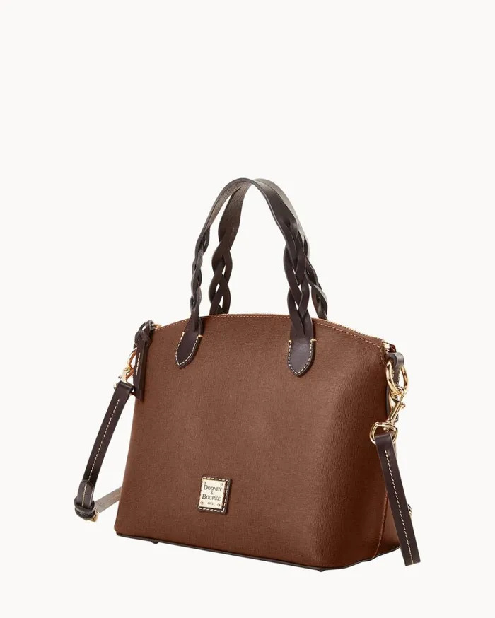 Saffiano Small Heidi Satchel Amber Women Dooney and Bourke Satchels Saffiano Small Heidi Satchel Amber Women Dooney and Bourke Satchels