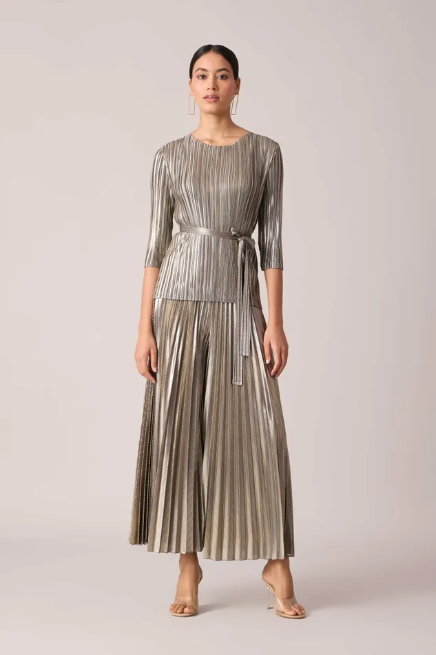 Scarlet Sage CoOrd Sets Ariana Metallic Set 8211 Grey and Gold 8211 Women