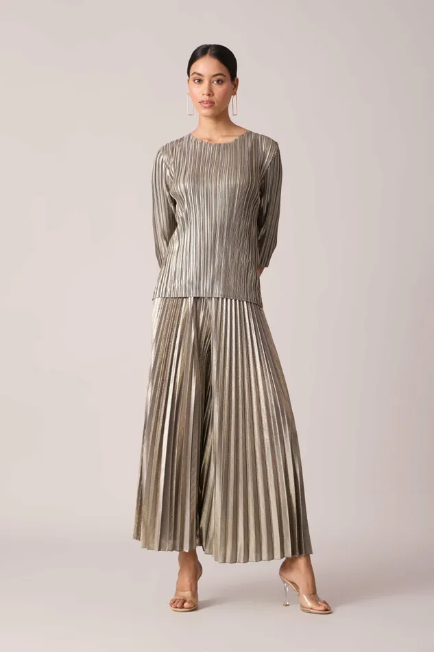 Scarlet Sage CoOrd Sets Ariana Metallic Set 8211 Grey and Gold 8211 Women