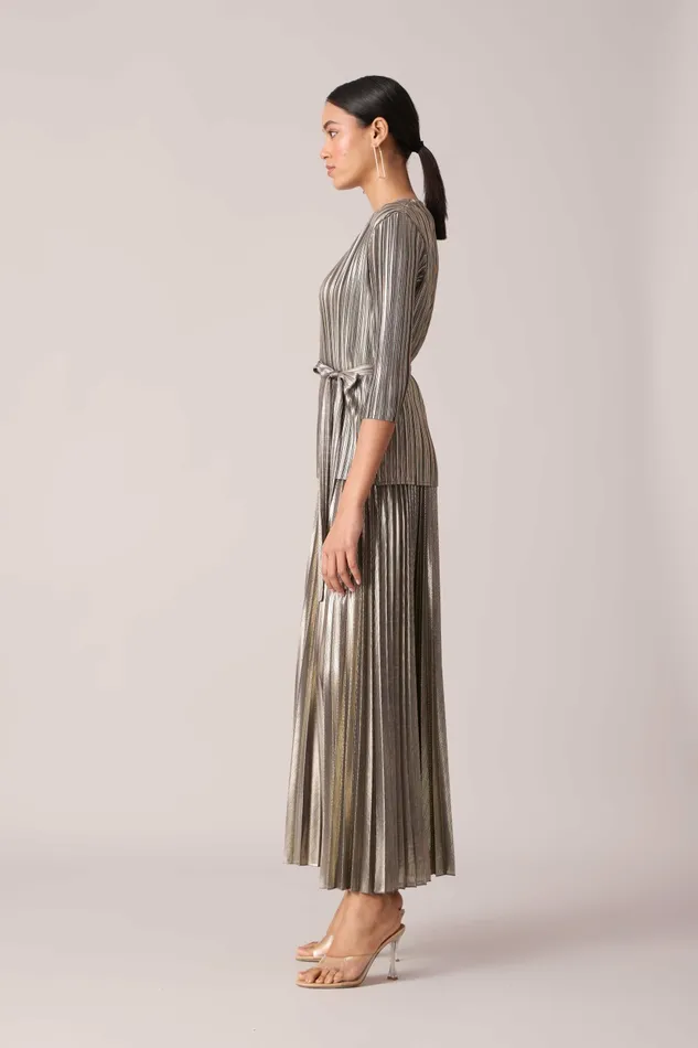 Scarlet Sage CoOrd Sets Ariana Metallic Set 8211 Grey and Gold 8211 Women