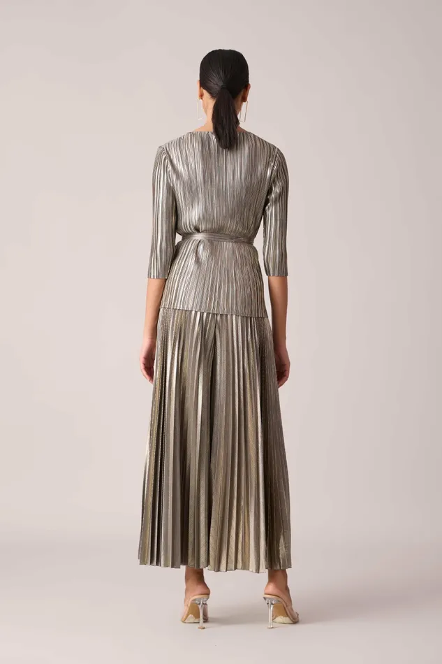 Scarlet Sage CoOrd Sets Ariana Metallic Set 8211 Grey and Gold 8211 Women