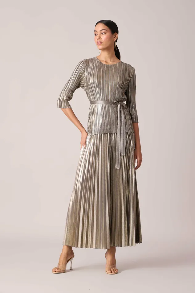 Scarlet Sage CoOrd Sets Ariana Metallic Set 8211 Grey and Gold 8211 Women