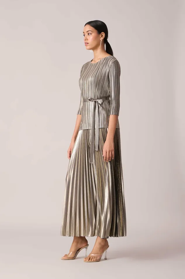 Scarlet Sage CoOrd Sets Ariana Metallic Set 8211 Grey and Gold 8211 Women