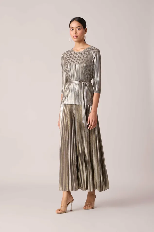 Scarlet Sage CoOrd Sets Ariana Metallic Set 8211 Grey and Gold 8211 Women