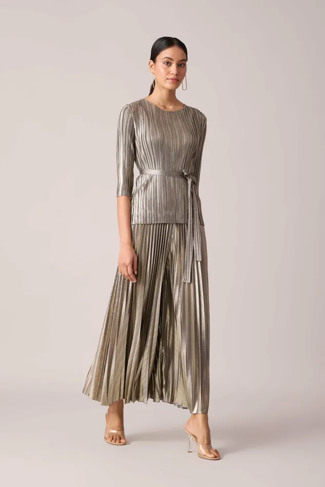 Scarlet Sage CoOrd Sets Ariana Metallic Set 8211 Grey and Gold 8211 Women