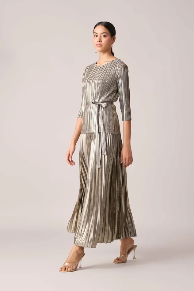 Scarlet Sage CoOrd Sets Ariana Metallic Set 8211 Grey and Gold 8211 Women