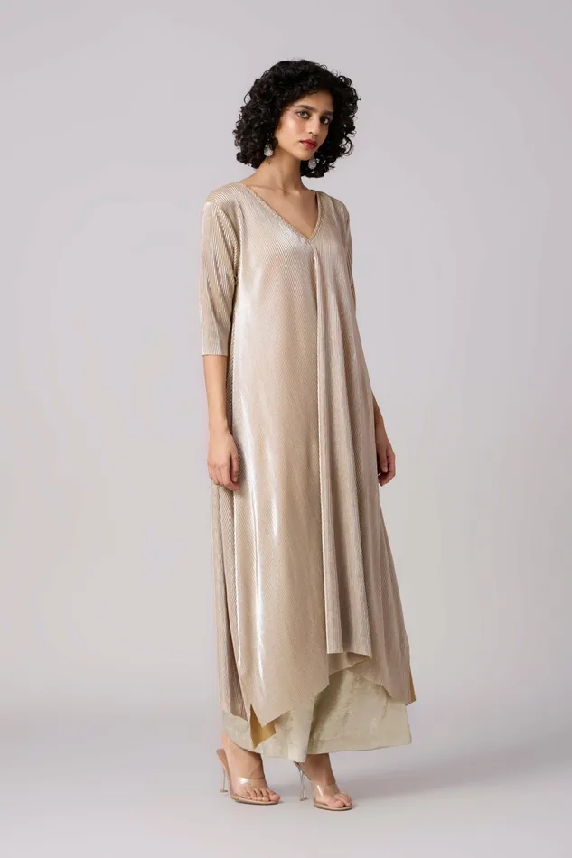 Scarlet Sage CoOrd Sets Zara Tunic Set 8211 Micropleated Silver Ash 8211 Women