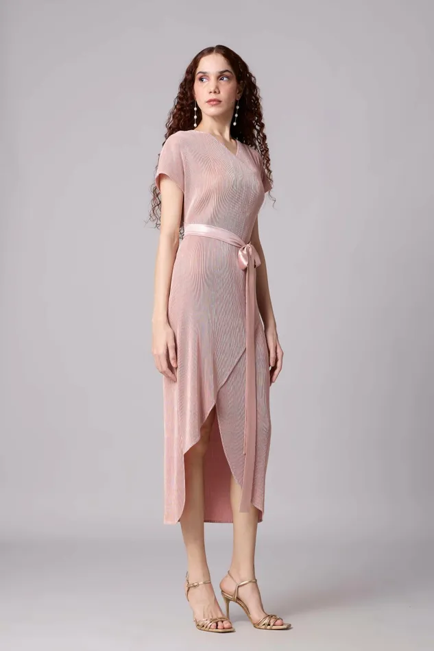 Scarlet Sage Dresses Delphi Overlap Dress 8211 Pink and Gold 8211 Women