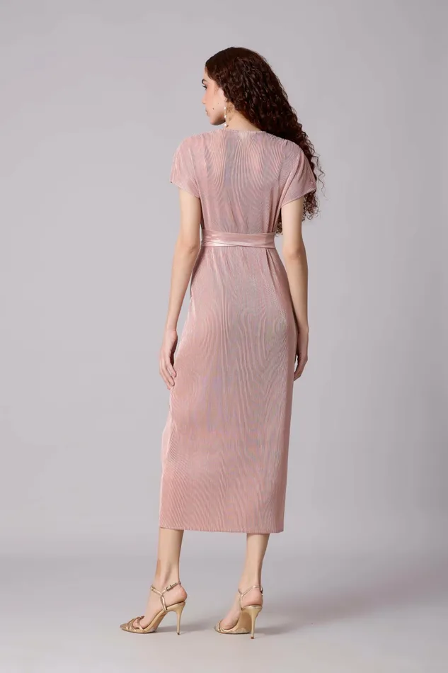 Scarlet Sage Dresses Delphi Overlap Dress 8211 Pink and Gold 8211 Women