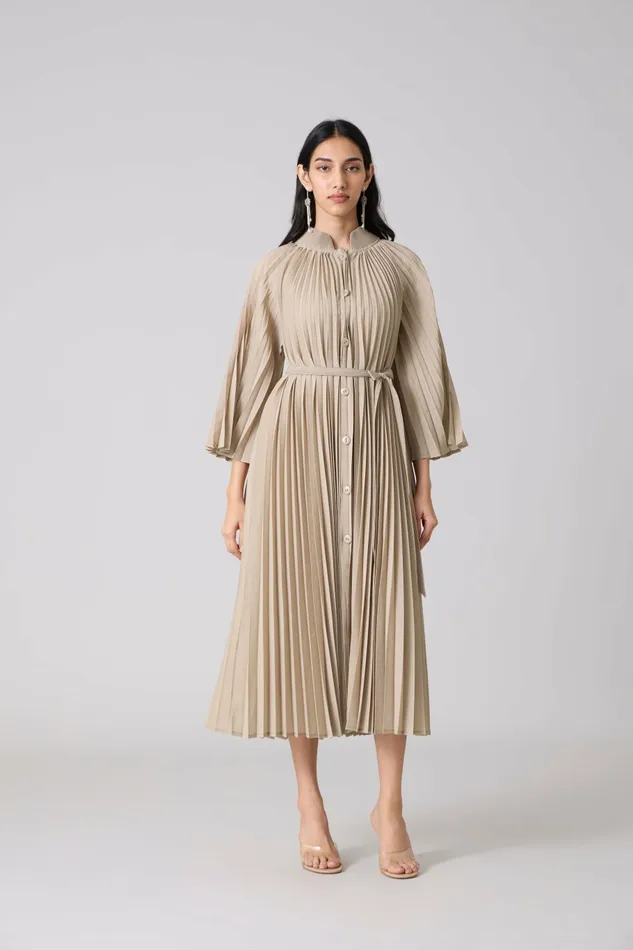 Scarlet Sage Dresses Erica Midi Dress 8211 Sand Beige 8211 Women