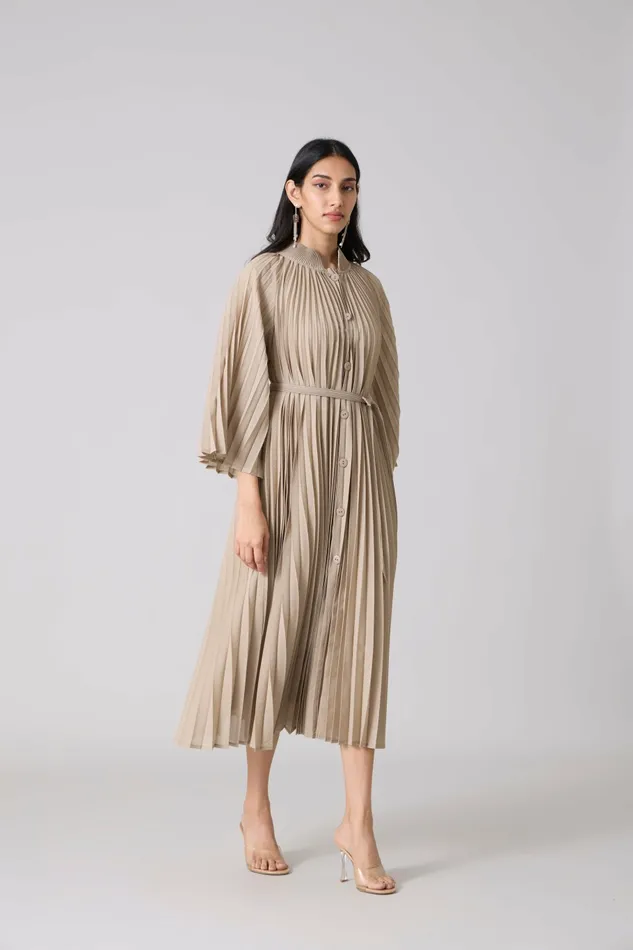 Scarlet Sage Dresses Erica Midi Dress 8211 Sand Beige 8211 Women