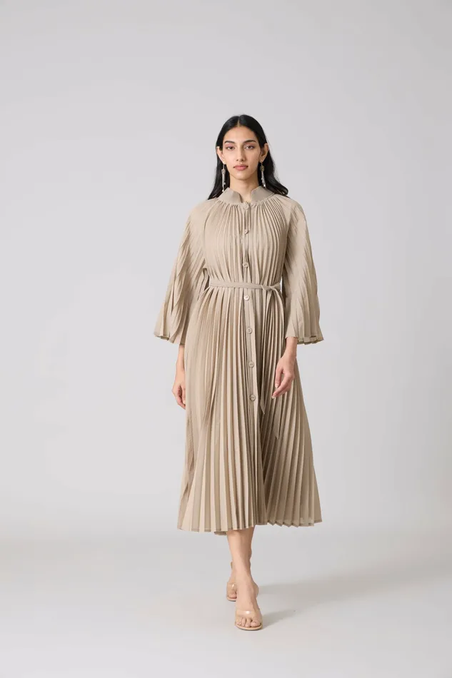 Scarlet Sage Dresses Erica Midi Dress 8211 Sand Beige 8211 Women