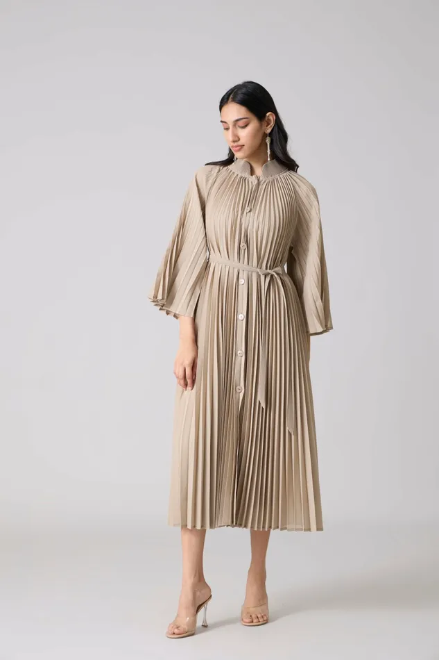 Scarlet Sage Dresses Erica Midi Dress 8211 Sand Beige 8211 Women