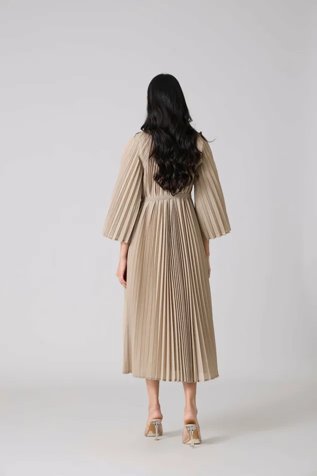 Scarlet Sage Dresses Erica Midi Dress 8211 Sand Beige 8211 Women