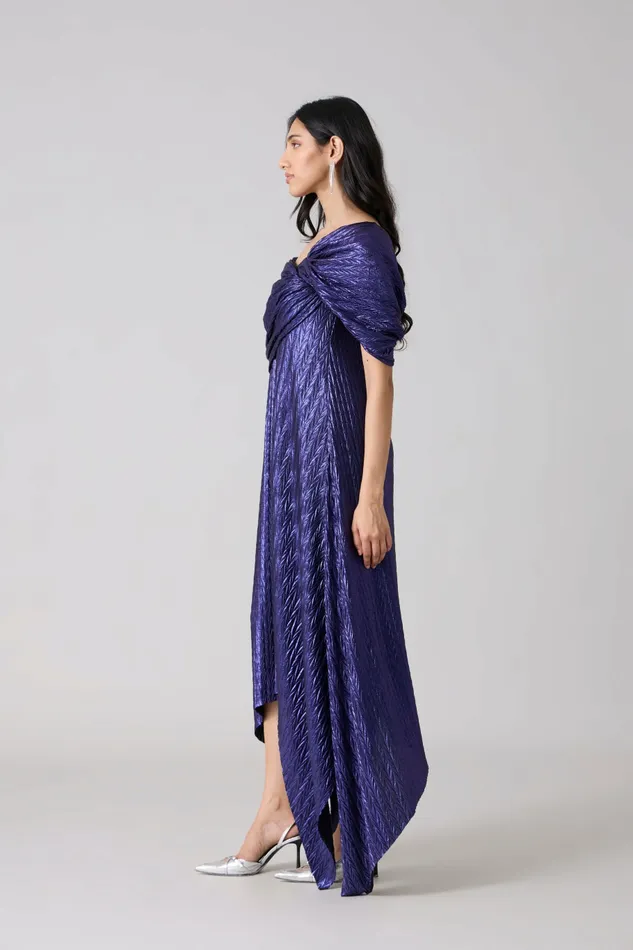 Scarlet Sage Dresses Juliana Dress 8211 Chevron Metallic Blue 8211 Women
