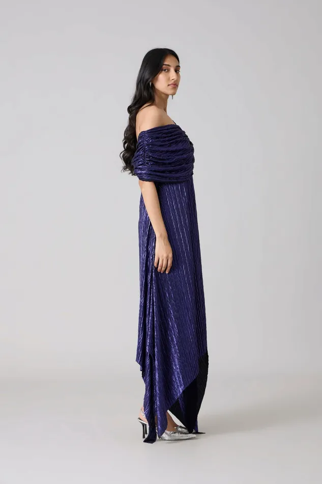Scarlet Sage Dresses Juliana Dress 8211 Chevron Metallic Blue 8211 Women