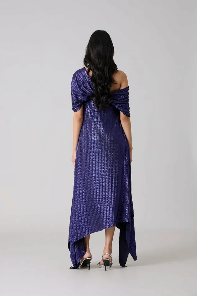 Scarlet Sage Dresses Juliana Dress 8211 Chevron Metallic Blue 8211 Women