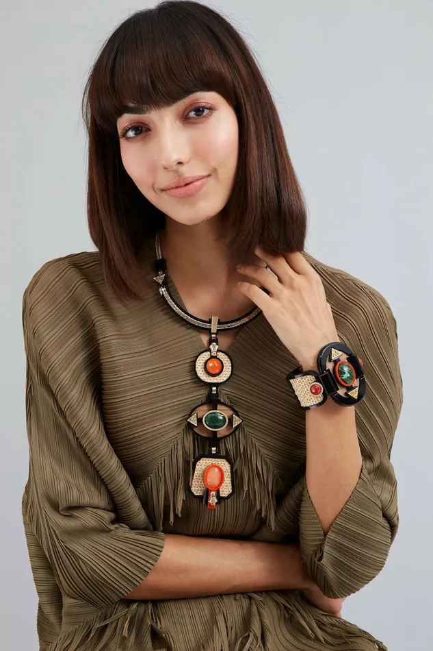 Scarlet Sage Gissa Bicalho Lapis Long Collier 8211 Black Ivory Orange 8211 Women