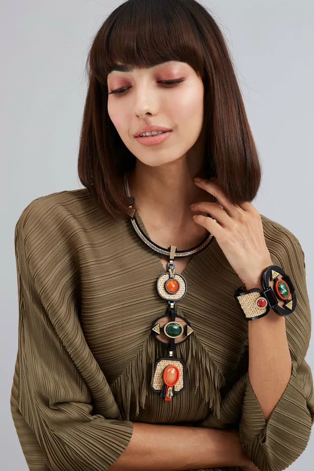 Scarlet Sage Gissa Bicalho Lapis Long Collier 8211 Black Ivory Orange 8211 Women