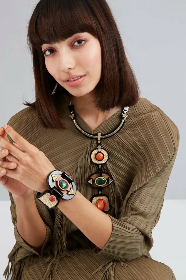 Scarlet Sage Gissa Bicalho Lapis Long Collier 8211 Black Ivory Orange 8211 Women