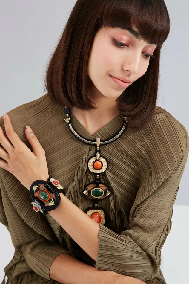 Scarlet Sage Gissa Bicalho Lapis Long Collier 8211 Black Ivory Orange 8211 Women