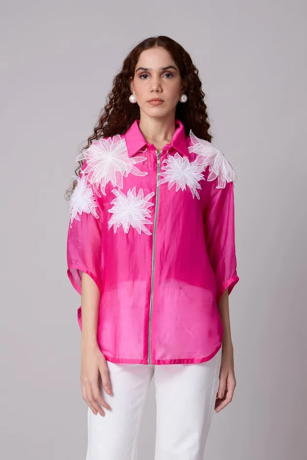 Scarlet Sage Tops Agnes Organza Shirt 8211 Azalea Pink 8211 Women