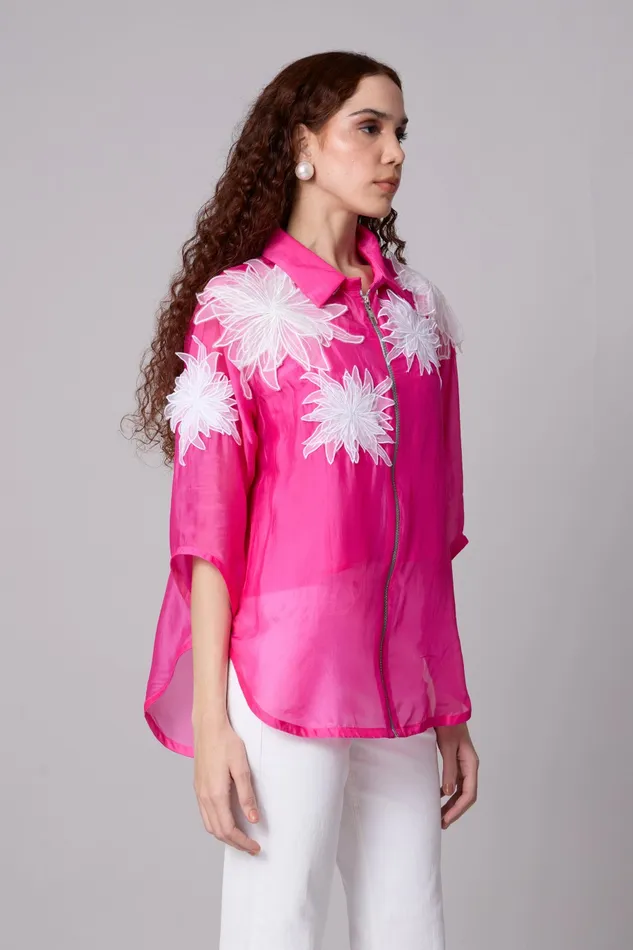 Scarlet Sage Tops Agnes Organza Shirt 8211 Azalea Pink 8211 Women