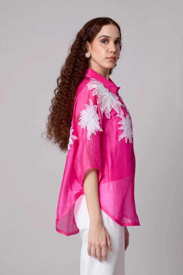 Scarlet Sage Tops Agnes Organza Shirt 8211 Azalea Pink 8211 Women