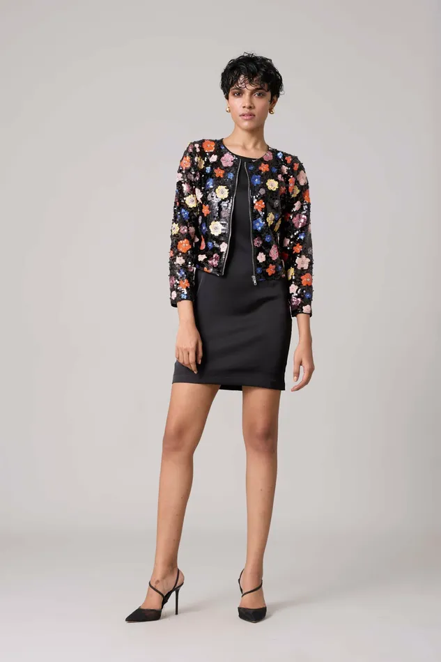 Scarlet Sage Tops Paige Sequence Jacket 8211 Full Sleeve 8211 Black 8211 Women