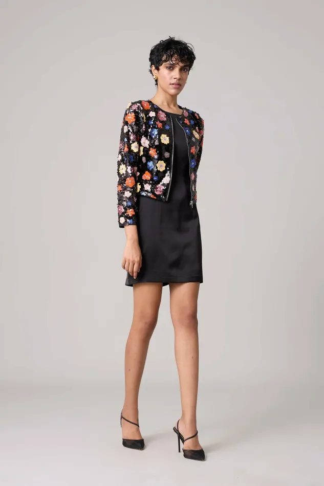 Scarlet Sage Tops Paige Sequence Jacket 8211 Full Sleeve 8211 Black 8211 Women