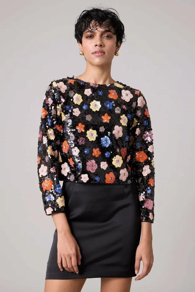 Scarlet Sage Tops Paige Sequence Jacket 8211 Full Sleeve 8211 Black 8211 Women