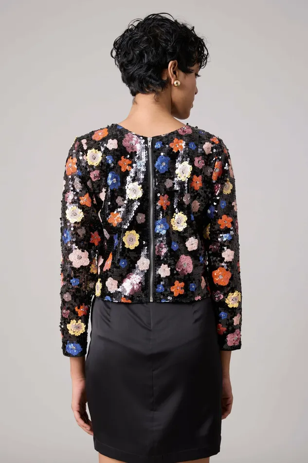 Scarlet Sage Tops Paige Sequence Jacket 8211 Full Sleeve 8211 Black 8211 Women