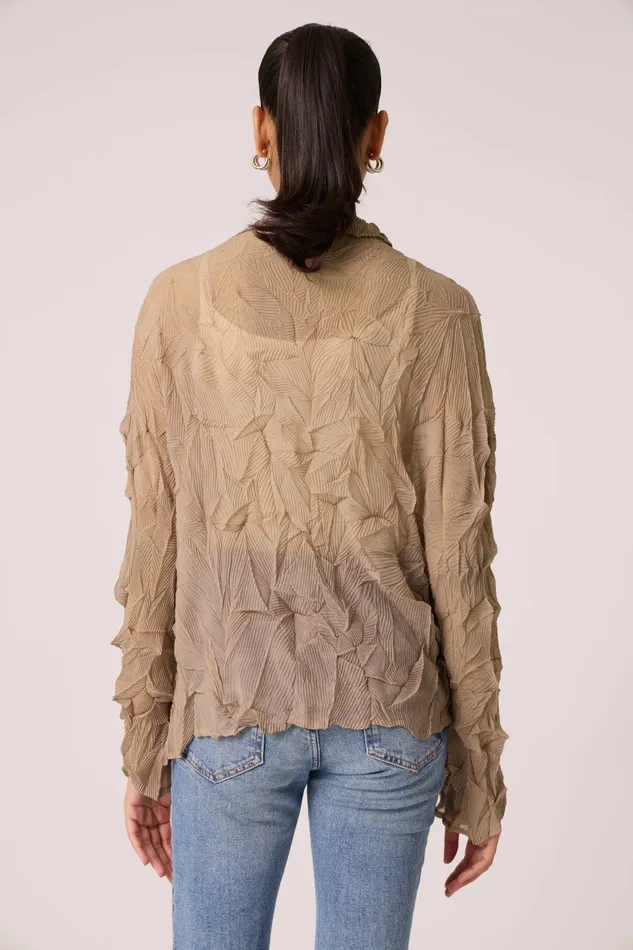 Scarlet Sage Tops Paige Sheer Pleat Shirt 8211 Warm Taupe 8211 Women