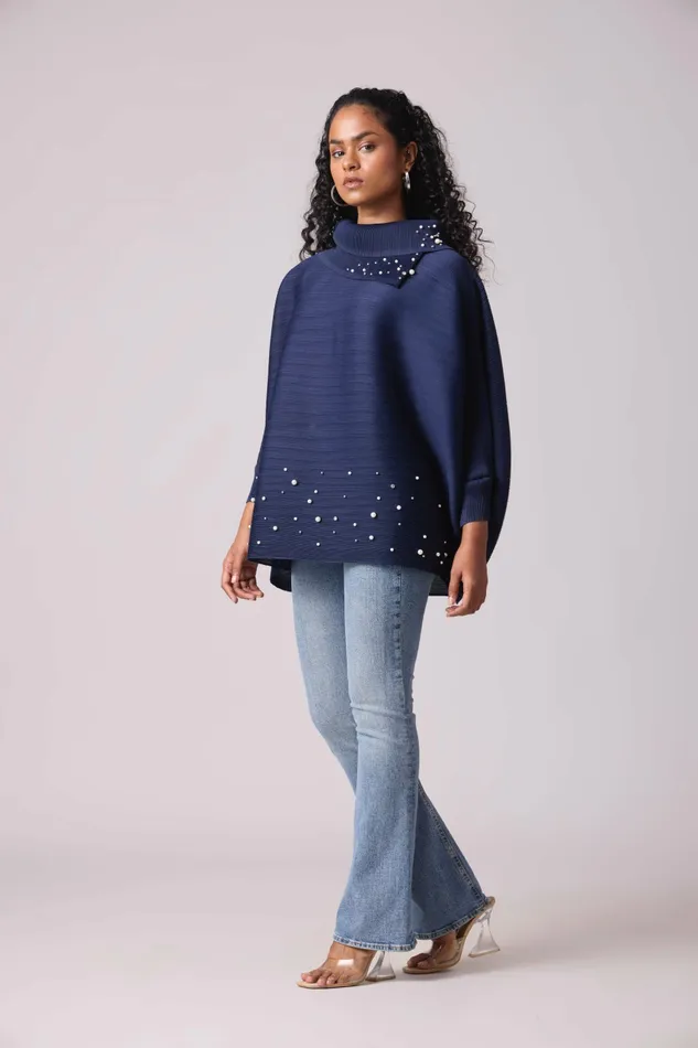 Scarlet Sage Tops Sloane Pearled Batwing Top 8211 Navy 8211 Women