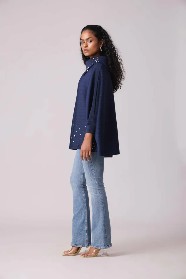 Scarlet Sage Tops Sloane Pearled Batwing Top 8211 Navy 8211 Women