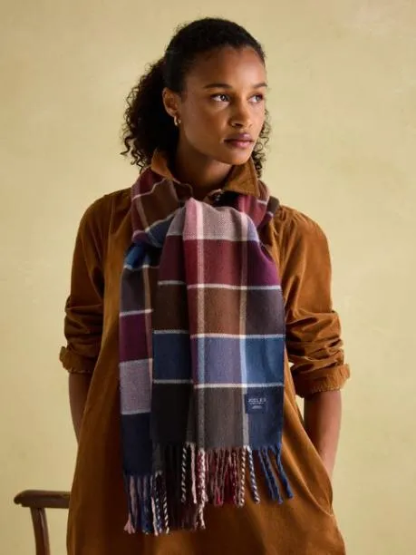 Scarves Women Joules Berry and Navy Scarf